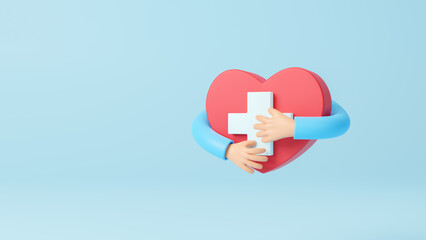 Health care concept. Life insurance or protection, Concept of health insurance or health care access to health welfare. Relationships in love. Medical and Healthcare business analysis report.3d render