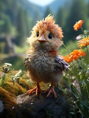 Obraz premium baby chicken on the beach