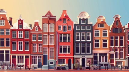 Fototapeta premium Minimalist Amsterdam Travel Theme with Historic Motifs