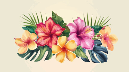 Tropical flowers design style vector design illustration