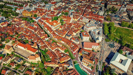 View from above of small ancient town