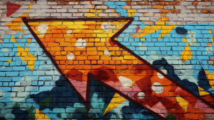 Obraz premium Pop art comic street graffiti with an upward arrow on a brick wall. Retro poster concept.