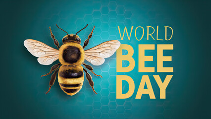 bee day, World Bee Day, social media post, World Bee Day poster, Illustration, World bee day banner, Happy World Bee Day, May 20, poster, post, banner, A cartoon bee. World Bee Day post, Honey, design