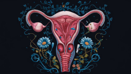 Flowering of femininity: floral illustration of the female reproductive system
