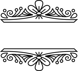 Abstract text frame, line art floral design.