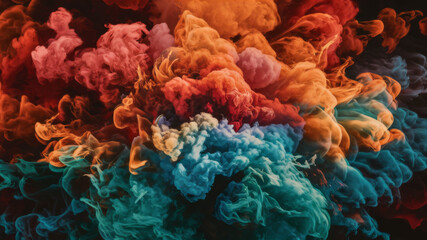 Color Explosion: Abstract Smoke and Color Mixing
