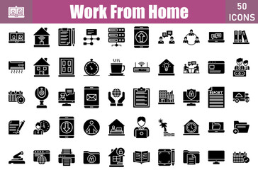 Work From Home Icons Set.Perfect Pixel.Vector Illustration