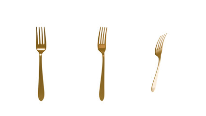 a set of three forks and a knife
