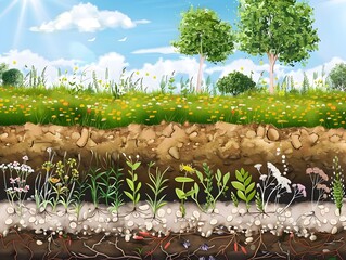 Obraz premium of Nitrogen Cycling in Agricultural Soils with Nitrogen Fixing Cover Crops and Beneficial Microbes