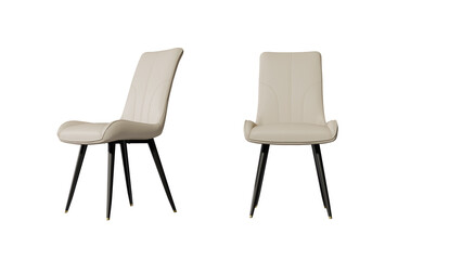 two chairs with black legs and a white chair