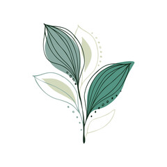 Branch with leaves. Abstract wedding bouquet. Floral foliage, Green Botanical art design for wedding logo, wall art, canvas prints, invite card, banner. Decorative Fresh Natural element