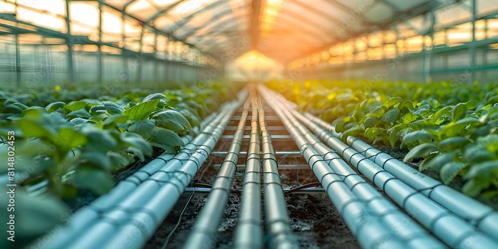 Poster advanced indoor upvc hydroponics farming system with cutting-edge smart farming technologies. concep