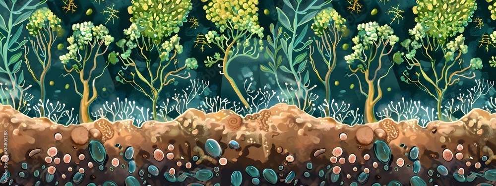 Poster intricate visualization of bacterial interactions driving soil ecosystem dynamics and nutrient