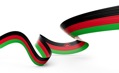 3d Flag Of Malawi 3d Shiny Waving Malawi Ribbon Flag On White Background 3d Illustration