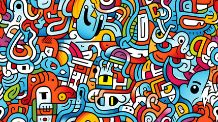 stunning doodle mania graffiti pattern geometric shapes design poster background