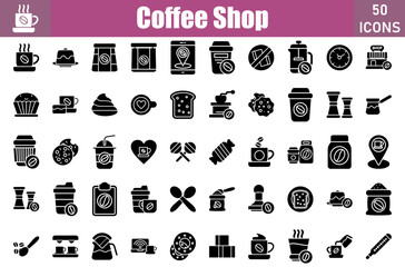 Coffee Shop Icons Set.Perfect Pixel.Vector Illustration