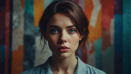 Fototapeta premium Trendy collage composition, Abstract modern art collage portrait of young tender woman