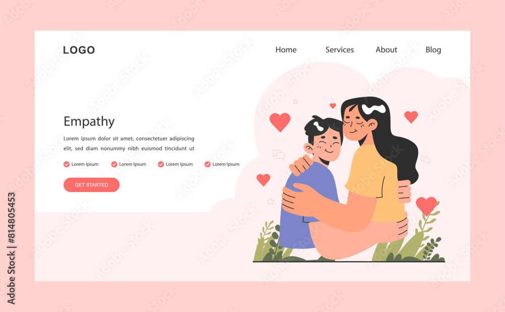 Poster empathy web banner or landing page. deep understanding of emotions