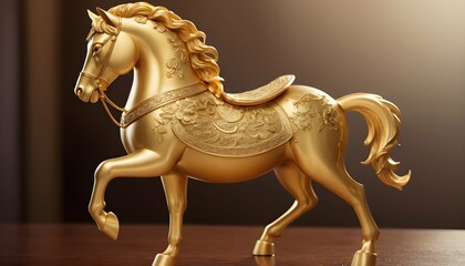 Design a golden horse statue adorned with intricat upscaled_7