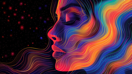 Beautiful illustration with a girl for decorative design. invitation card to visit a fitness club