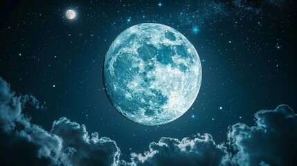 Ethereal view of the moon surface in bright, against the dark night sky from outer space