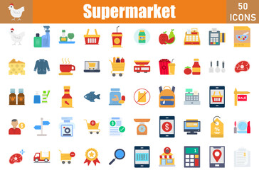 Super Market Icons Set.Perfect Pixel.Vector Illustration