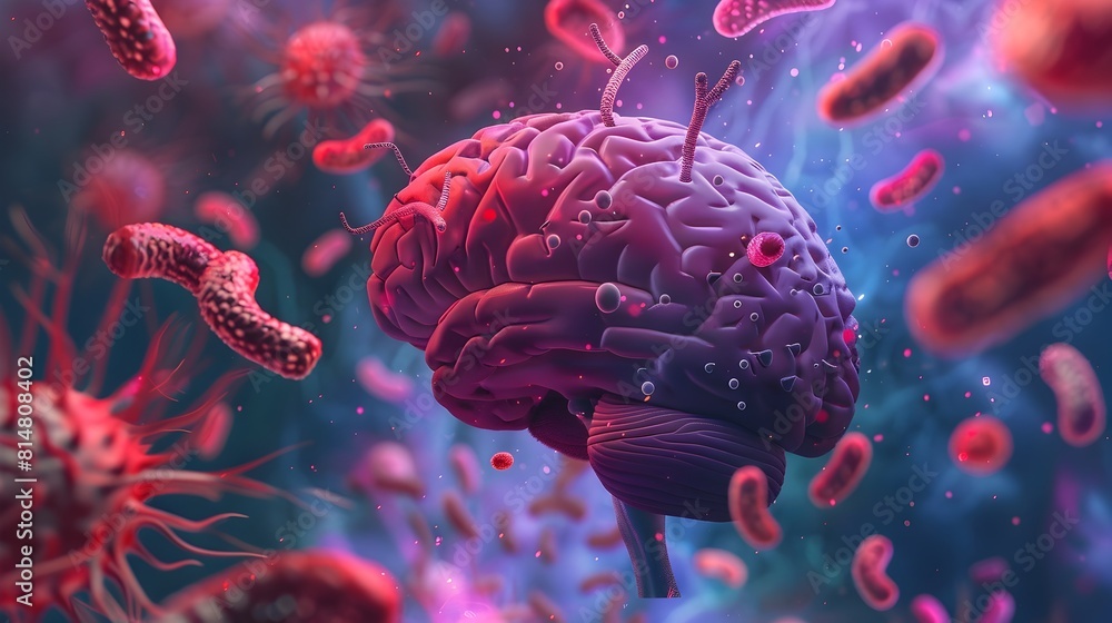 Poster visualization of bacterial interactions in the gut brain axis highlighting their role in