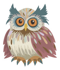 Owl. Vector decorative cute illustration isolated on white background.