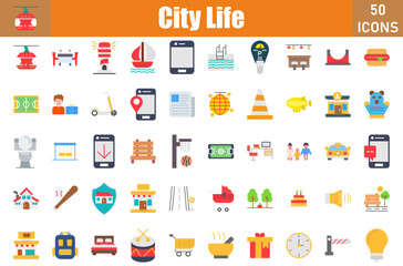 City Life Icons Set.Perfect Pixel.Vector Illustration