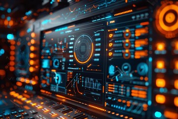 Obraz premium Futuristic spaceship control panel.