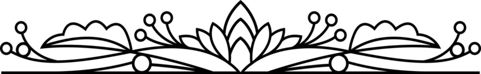 Abstract floral borders, line art divider.