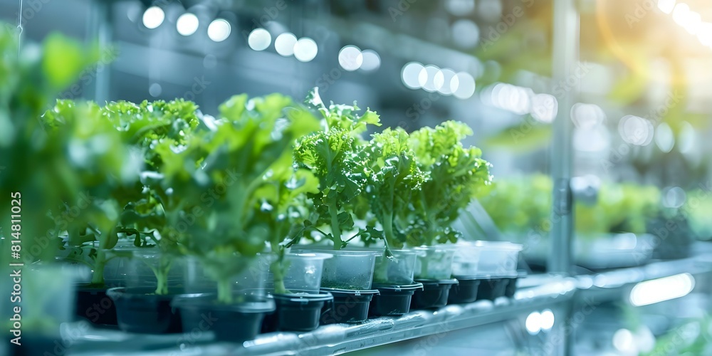 Poster advanced vertical hydroponic farm in building using cuttingedge farming technology. concept vertical