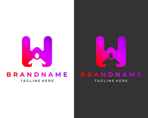 human and letter w logo