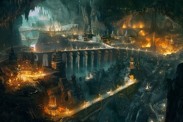 Subterranean Kingdom Ablaze: An Underground Realm of Fire and Stone