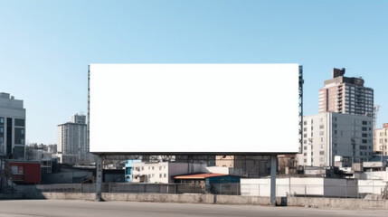 Blank large billboard in the city and building view background.