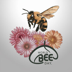 Naklejka premium World Bee Day, May 20, vector typography. World Bee Day poster, banner, happy World Bee Day, concept. illustration, with. World Bee Day post. or ecology environmental, World Bee Day banner, poster, 