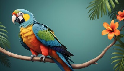 A colorful icon of a tropical parrot perched on a upscaled_3