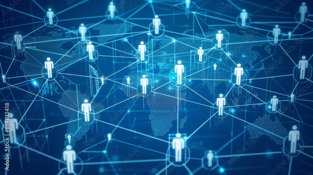 Poster global business structure of networking. analysis and data exchange customer connection, hr recruitm