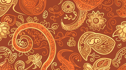 Abstract Seamless pattern with floral element henna style vector image