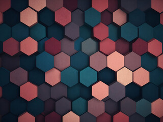 Blue and pink hexagonal background.