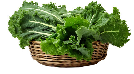 Naklejka premium A basket of kale with a transparent background.