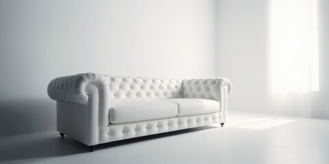 White leather sofa in the interior of the room. Interior design, concept
