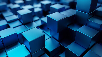 abstract background with blue cubes, 3d wallpaper 