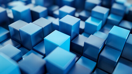 Obraz premium abstract background with blue cubes, 3d wallpaper 