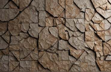 texture of stone wall with cracks, brown background 3d decorative