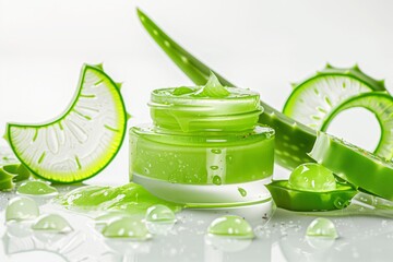 Fresh aloe Vera for beauty treatments at home on a white background