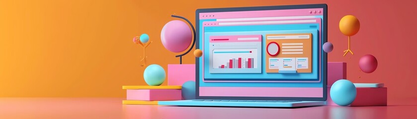 Fototapeta premium laptop screen with a webinar interface