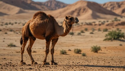 alone camel in desert