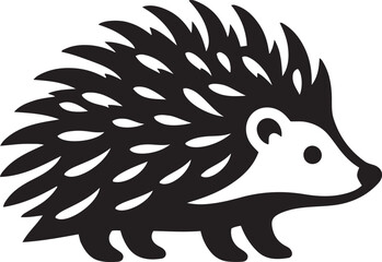 Cute hedgehog silhouette vector illustration.