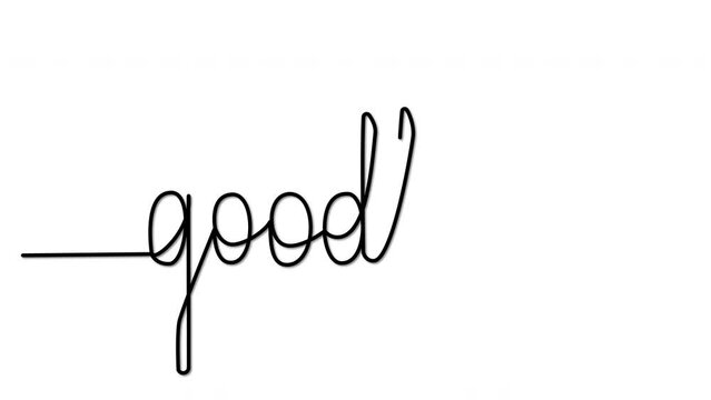 Goodbye word handwriting, script self drawing animation. 